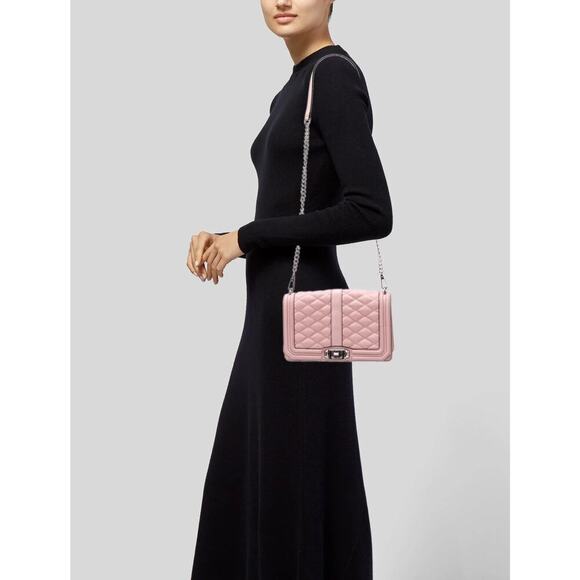 Rebecca Minkoff Quilted Love Leather Crossbody Bag Pink - Picture 2 of 6